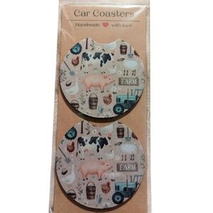 Car Coaster Set - Farm Animals - Handmade